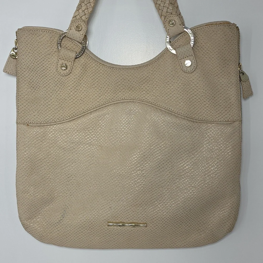ELAINE TURNER SNAKE SKIN LEATHER PURSE HANDBAG PURSE‎ BEIGE